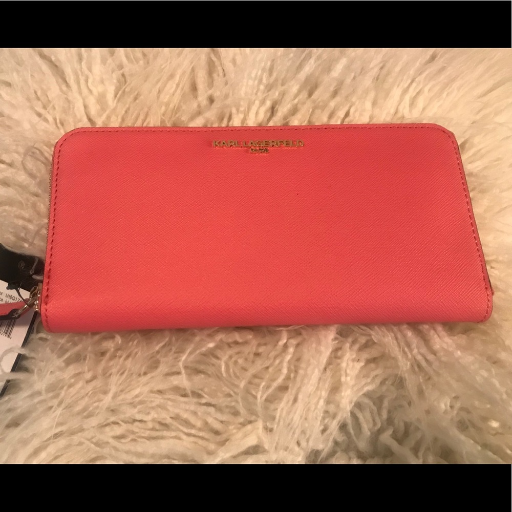 Karl Lagerfield Hot Coral ZIP Around Wallet